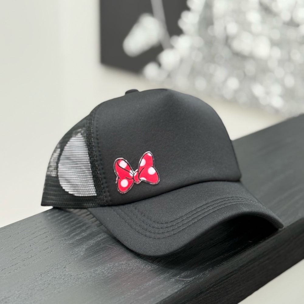 Iconic Minnie bow Mickey hand black hat men women unisex Disney